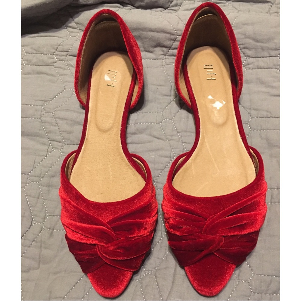 J.Jill Red Velvet Twisty D’Orsay Flats